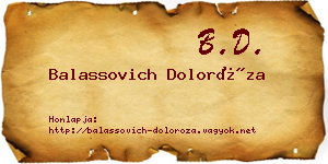 Balassovich Doloróza névjegykártya